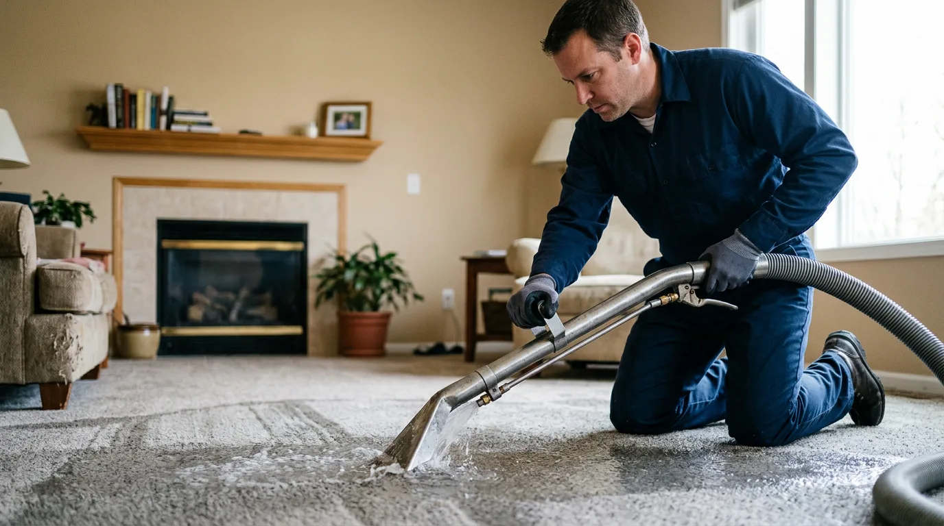 Water damage restoration technician working near Somerville, OH